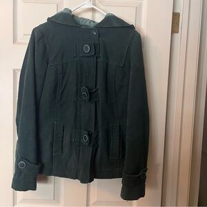 Mossimo Supply Co. Women's M Dark Green 100% Cotton Corduroy Hooded Jacket